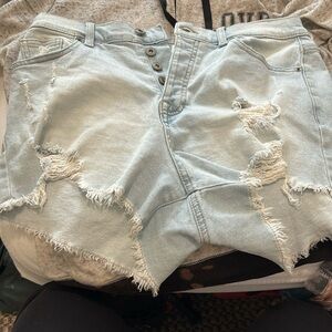 RE Generation beach babe ripped jeans shorts